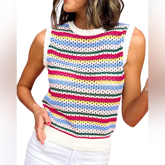 Trendi Lady Tops - Multicolor Crochet Tank
